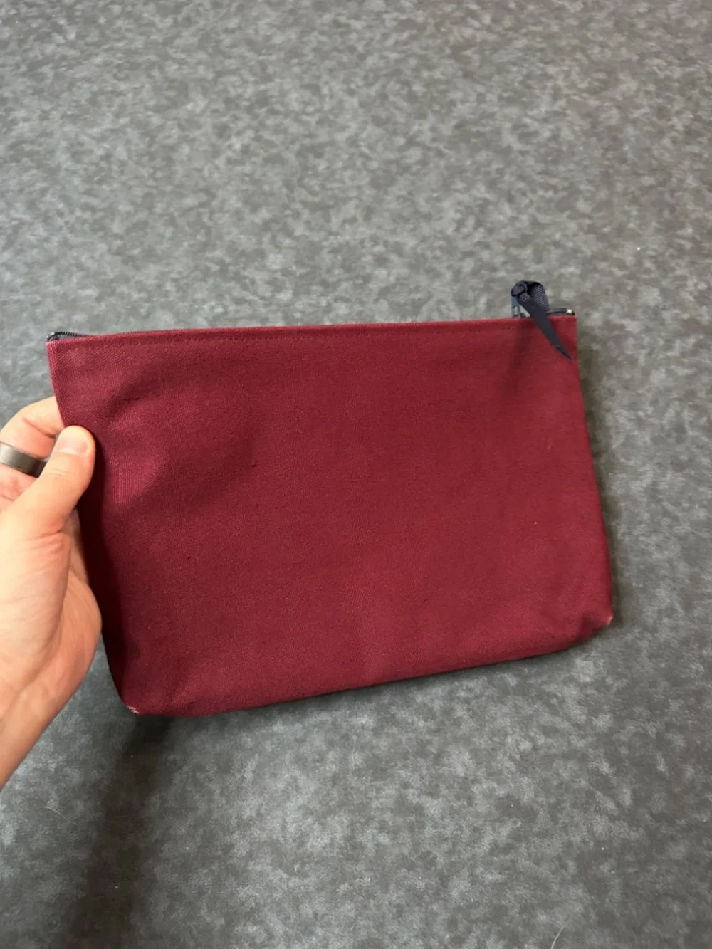 Vintage 1983 Heather Burgundy Canvas Travel Pouch with Mallard Duck Embroidery